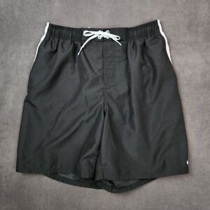 Nike Swim Trunks Mens XL Black White Lined Swimsuit‎ Drawstring Athletic Pockets